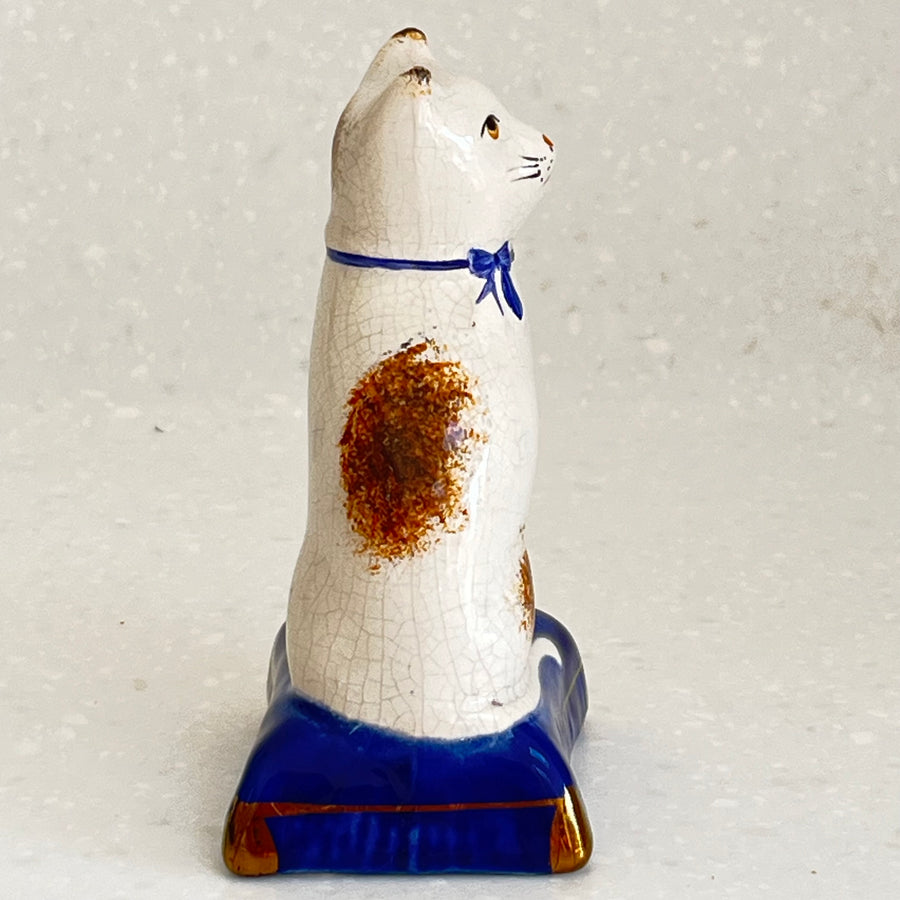 Vintage Staffordshire Cat on Cushion 10cm