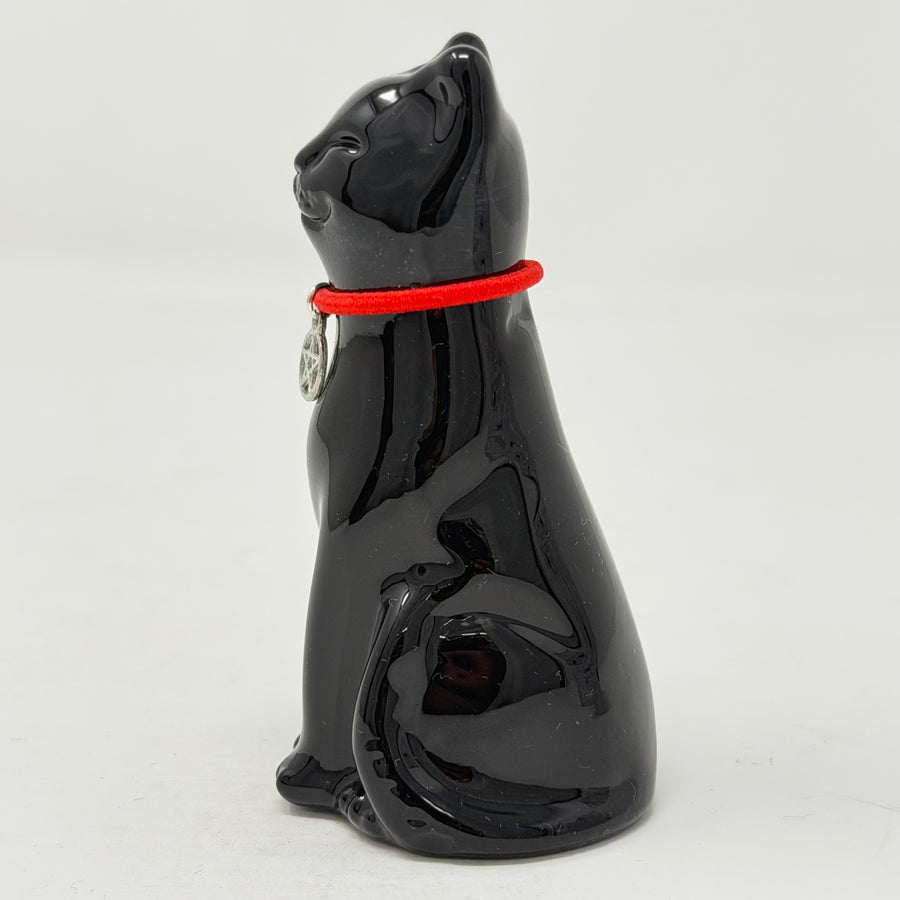 Black Lucky Glass Cat