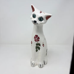 Vintage CH Brannam Floral Tall Cat 34cm
