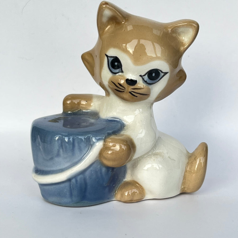 Vintage Szeiler Cat with Blue Bucket