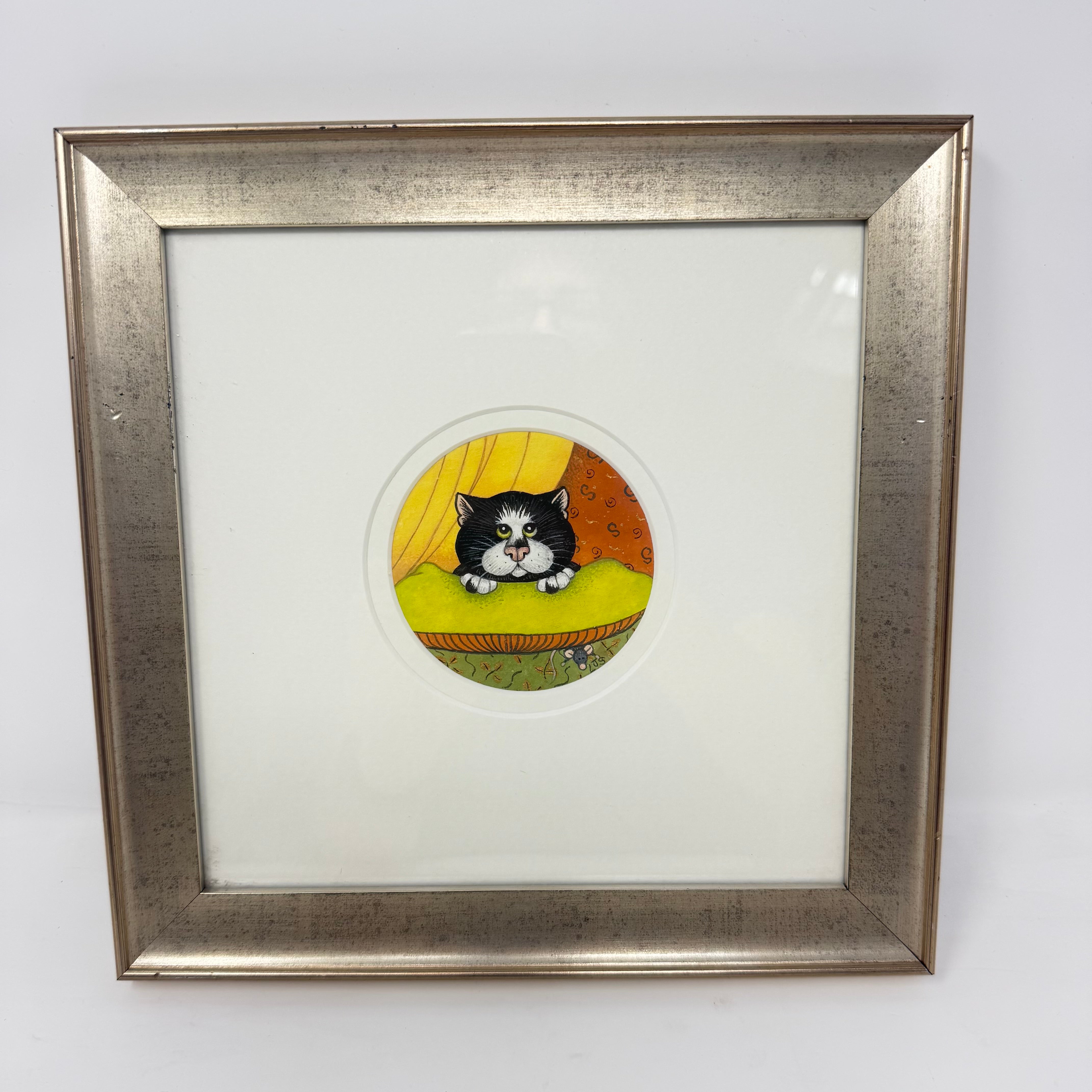 Vintage Linda Jane Smith Original Artwork "Cushion & Mouse"