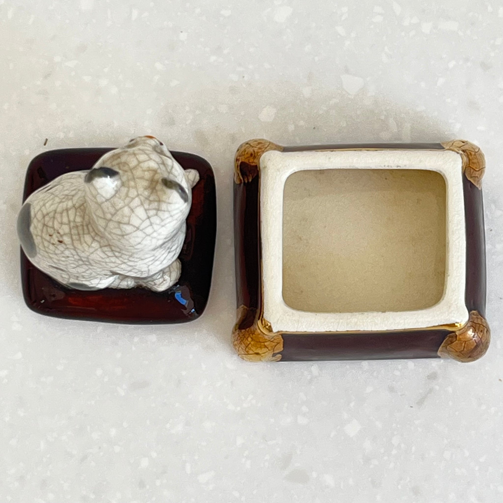 Vintage Fitz and Floyd Staffordshire Style Cat Trinket Pot