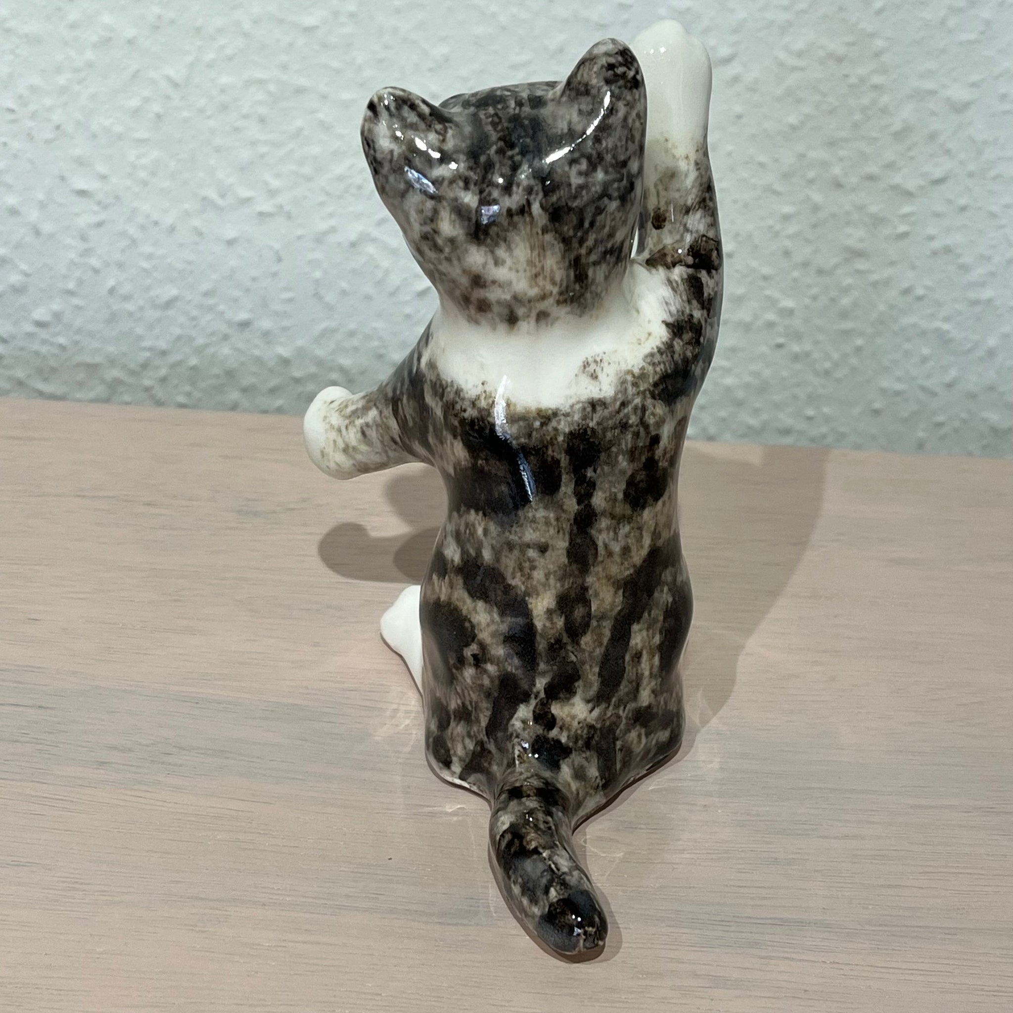 Grey and White Tabby Cat, Paw Raised - Size 2