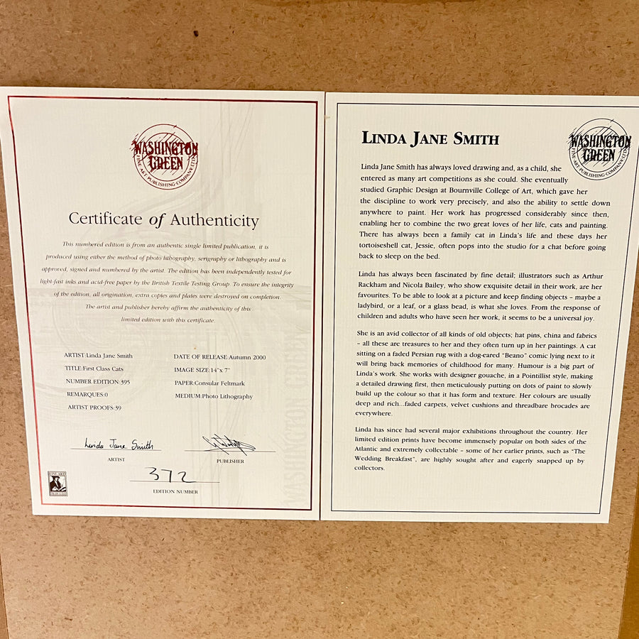 First Class Cats, Vintage Linda Jane Smith Framed Limited Edition Print