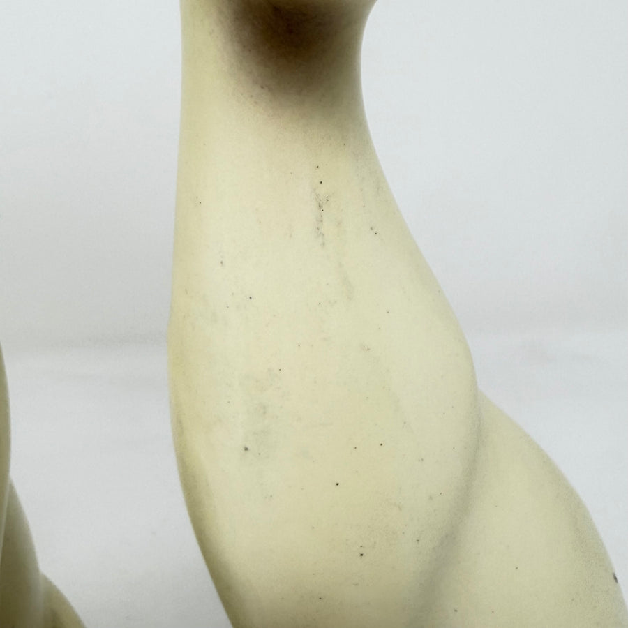 Vintage Pair of Long Necked Siamese Cats 34cm Tall