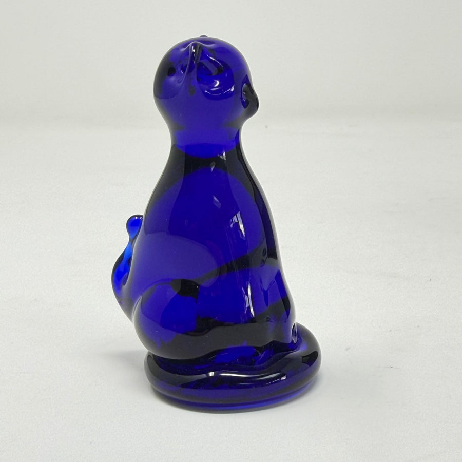 Vintage Bristol Blue Glass Cat 8cm