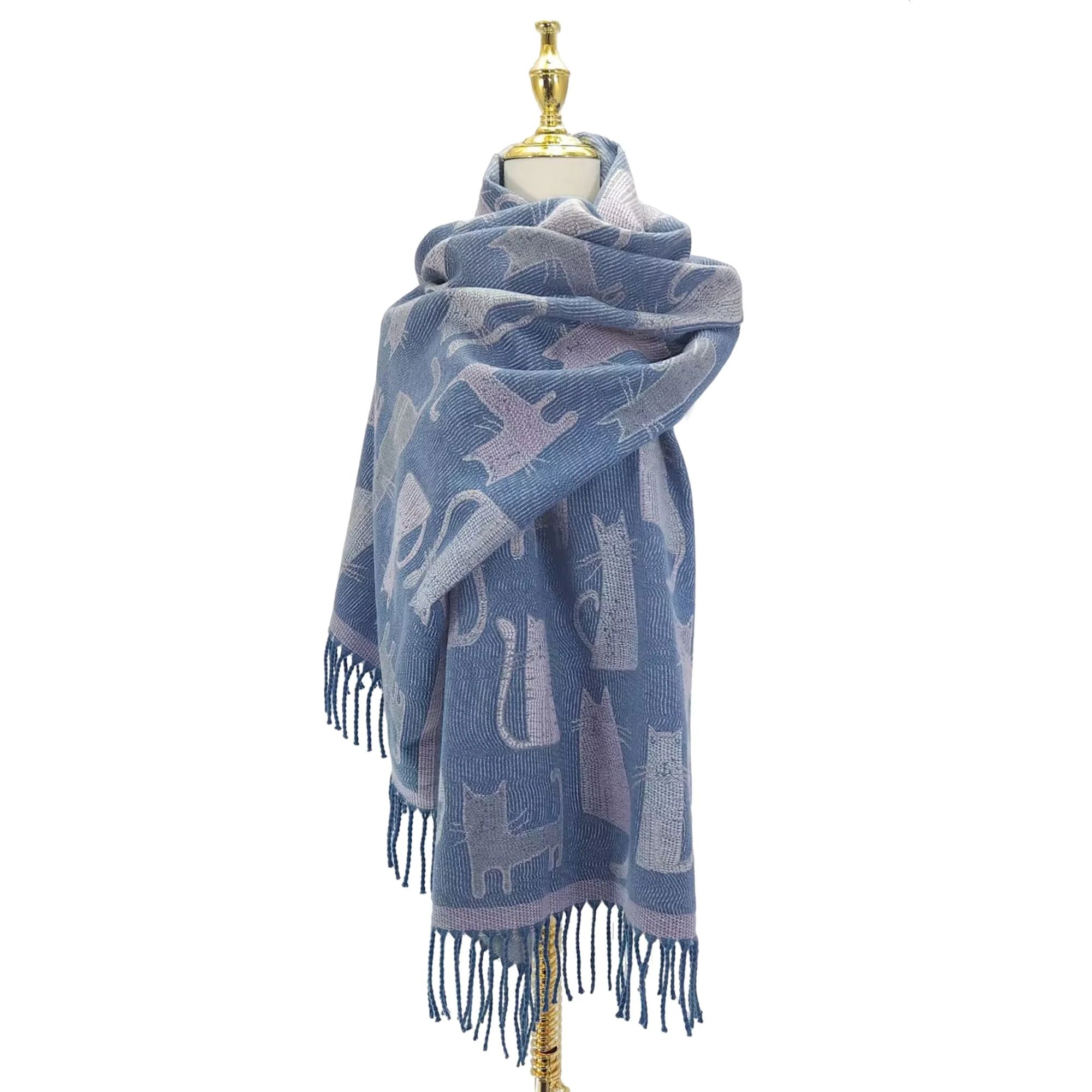 Denim Cat Tassel Scarf