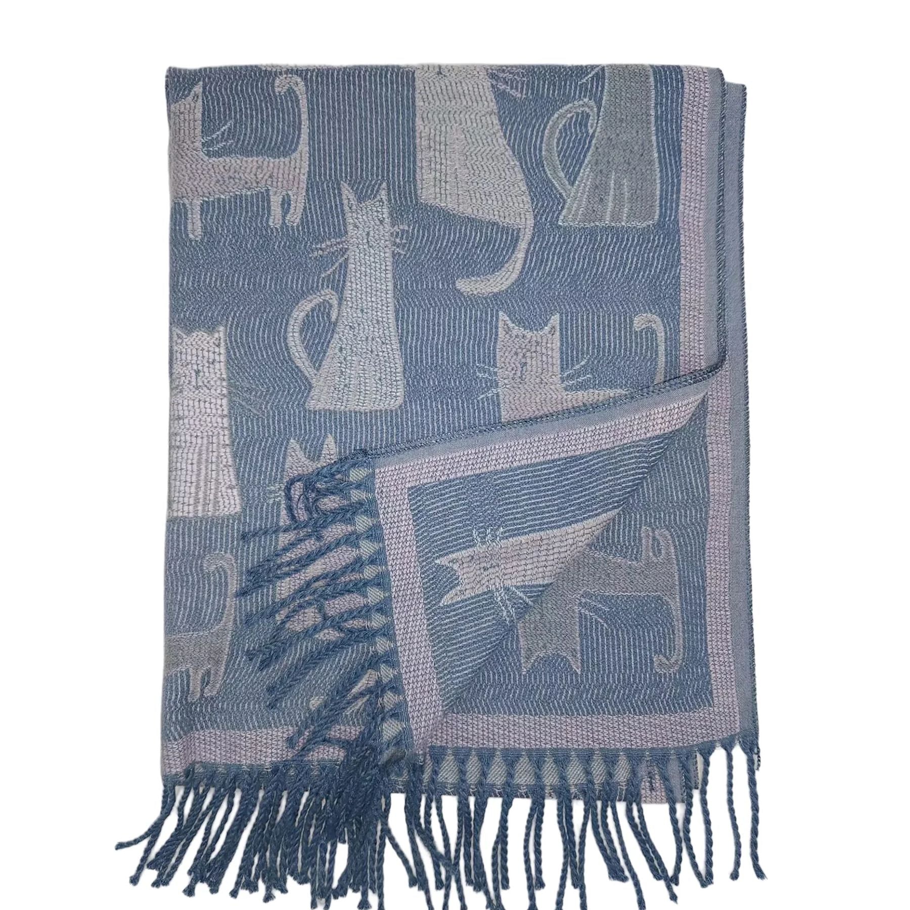 Denim Cat Tassel Scarf