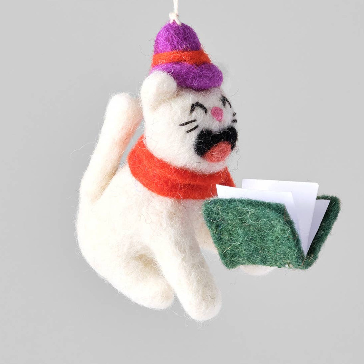 Dickens, Carolling Cat Hanging Felt Decoration