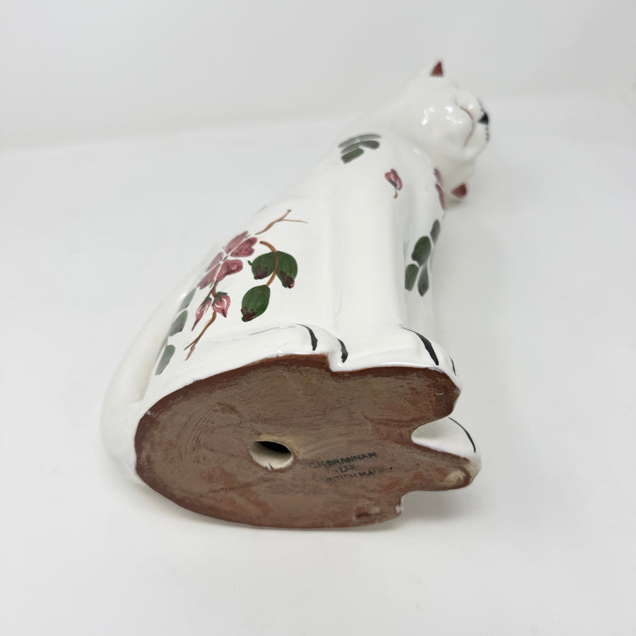Vintage CH Brannam Floral Tall Cat 34cm
