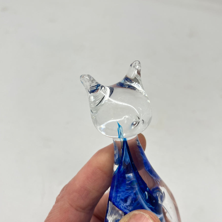 Vintage Alum Bay Glass Cat Figurine - Isle of Wight Hand Blown Art Glass - Mint