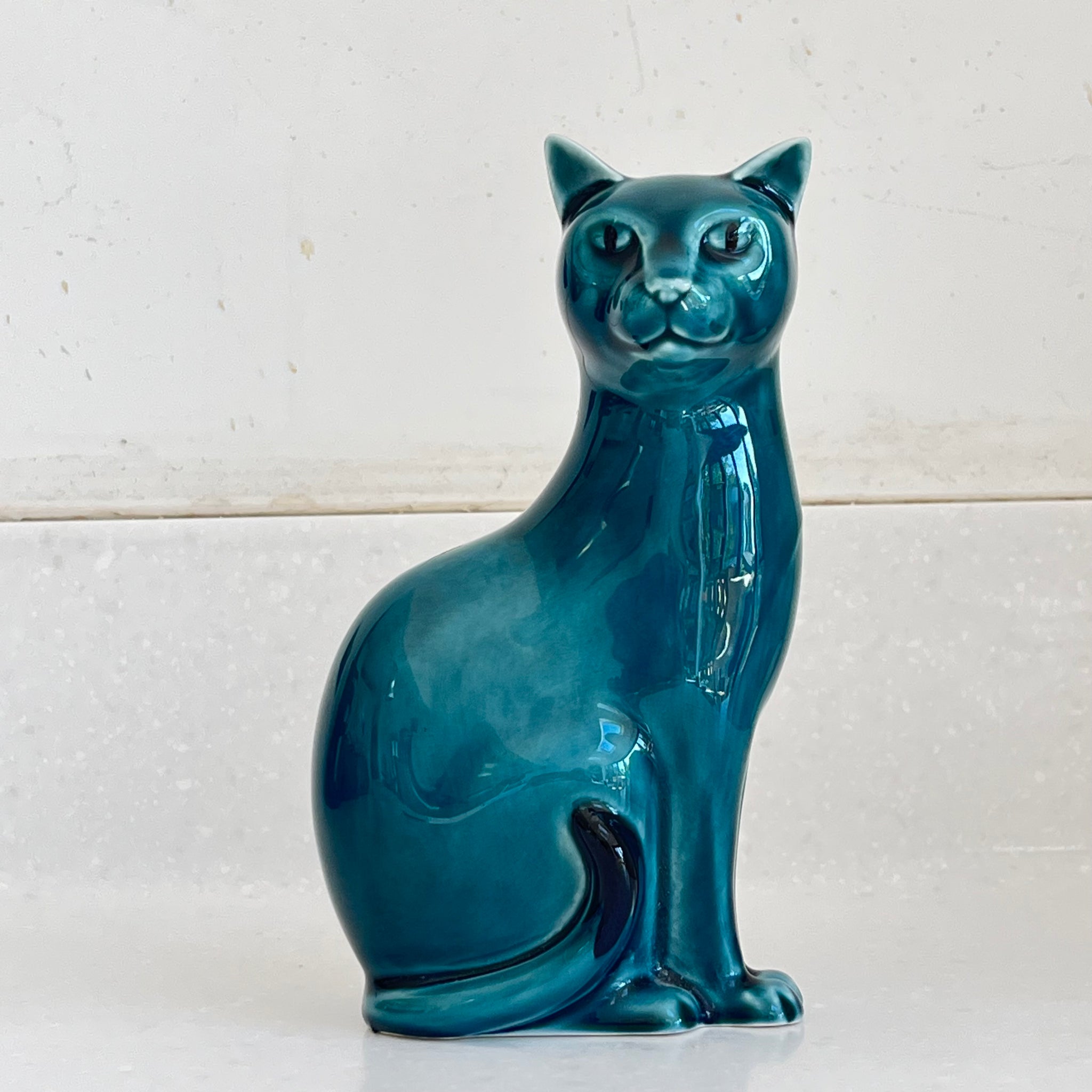 Vintage Poole Pottery Blue Cat 6.5" Tall
