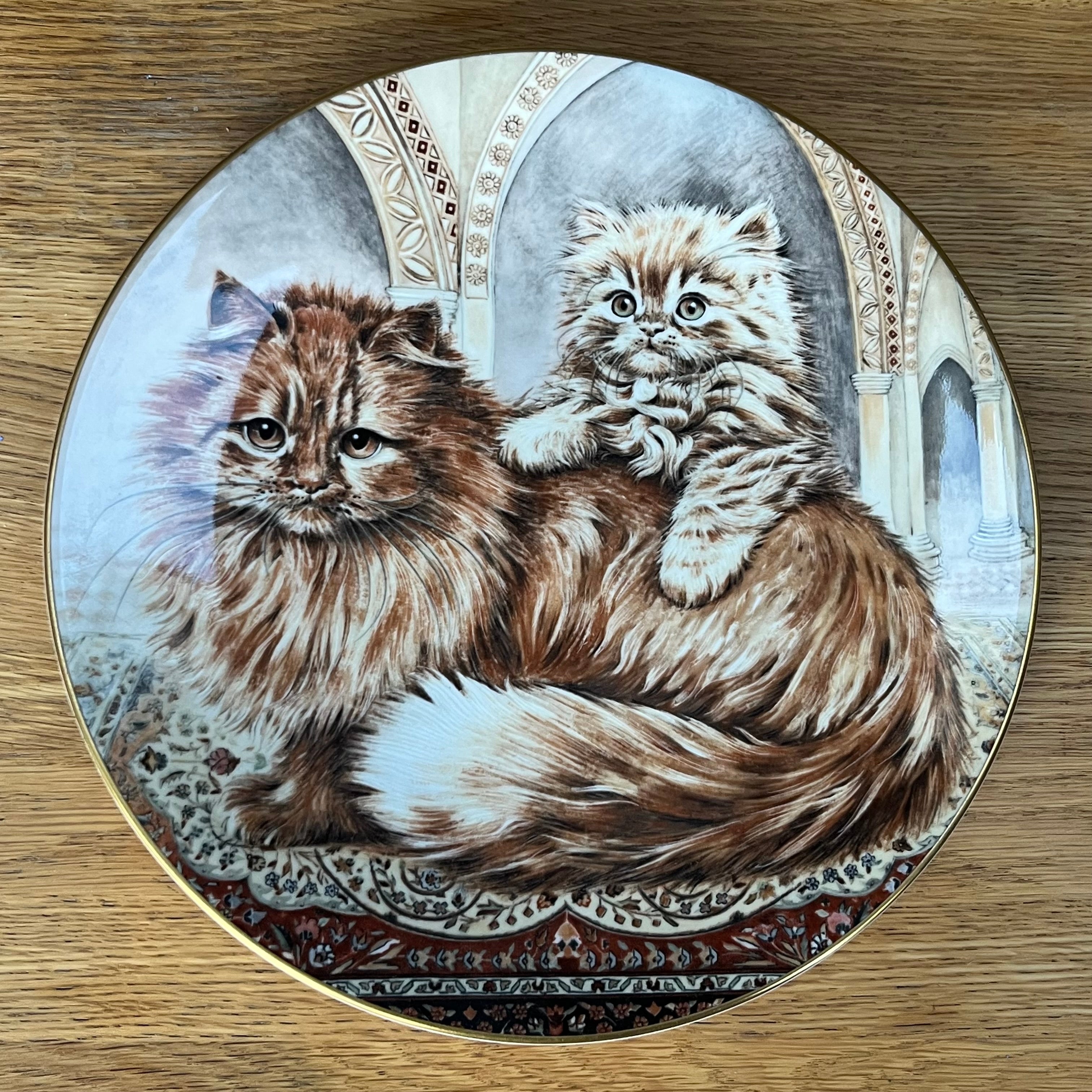 Vintage Plate Cream Persian Cats and Kittens by Royal Worcester