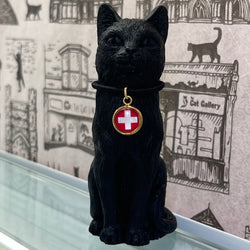 8cm Original Lucky Cat with Switzerland Flag Charm