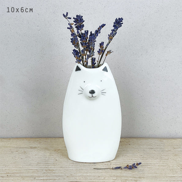 Porcelain White Cat Vase, The Cat Gallery