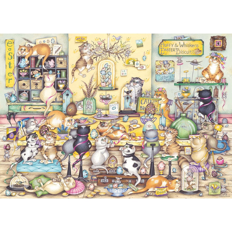Crazy Cats Easter Eggstravaganza 1000 Piece Jigsaw