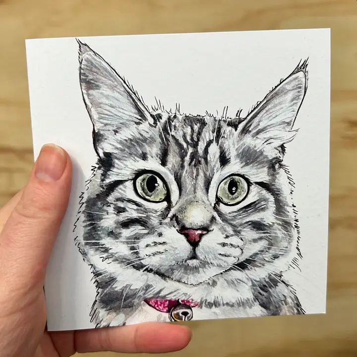 Eclipse the Grey Tabby Cat Greetings Card