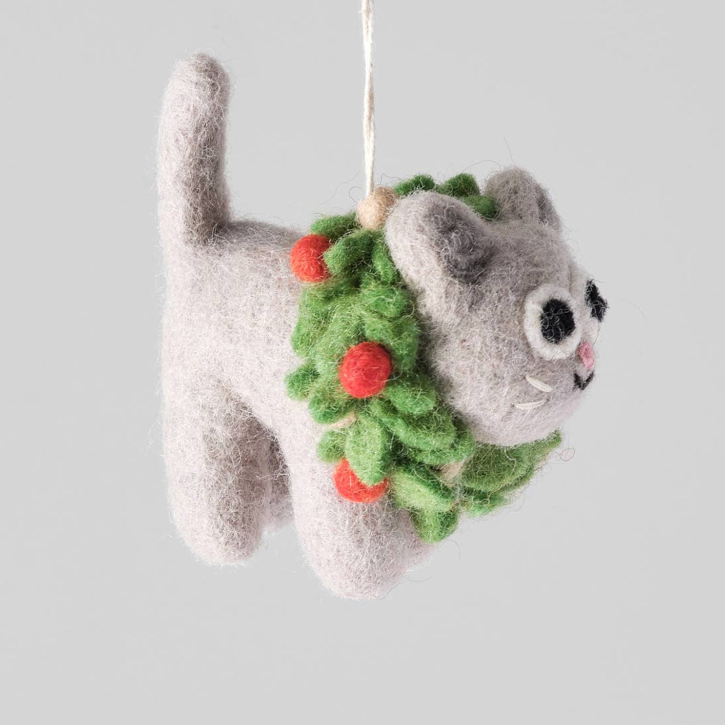 Ernest, Festive Cat Wreath Felt Decoration