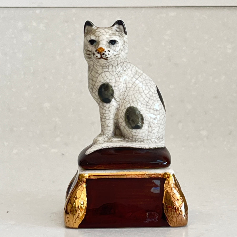 Vintage Fitz and Floyd Staffordshire Style Cat Trinket Pot