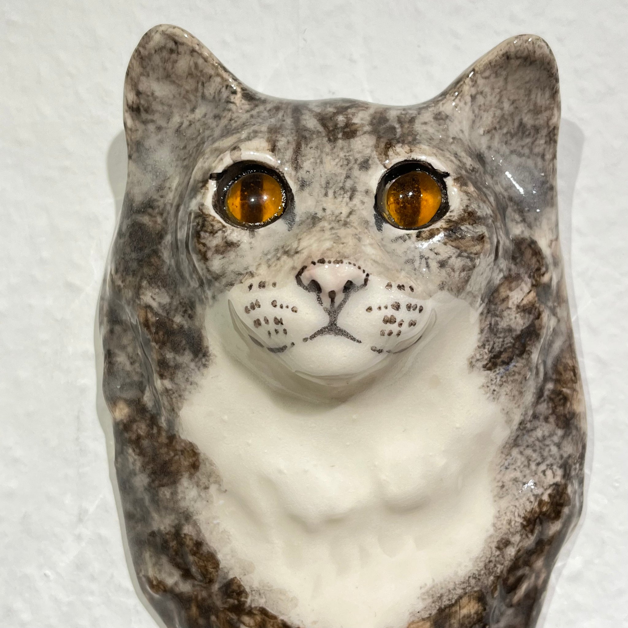 Grey & White Long Hair Winstanley Cat Plaque - Size 2