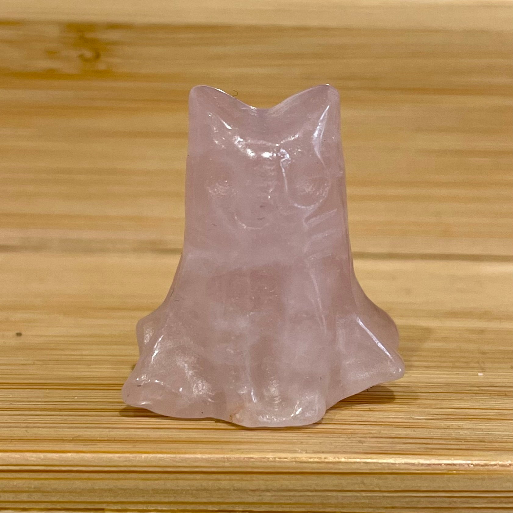 Rose Quartz Gemstone Ghost Cat, January Birthstone