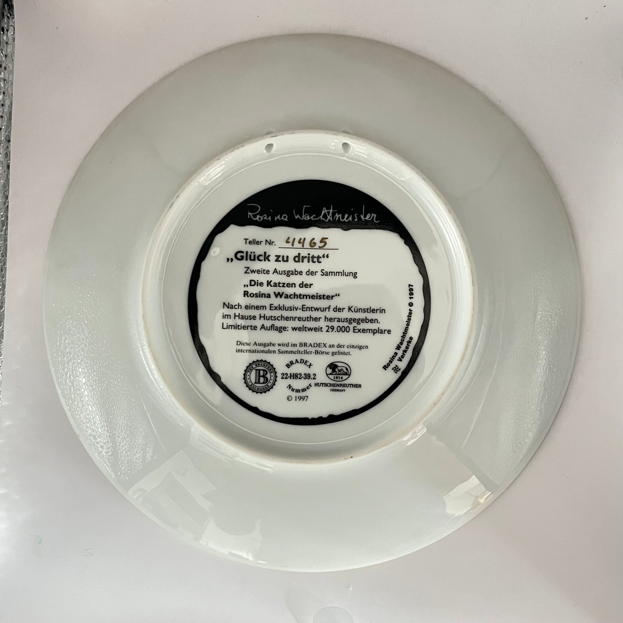 Vintage Plate Rosina Wachtmeister Bradex Happiness in Threes