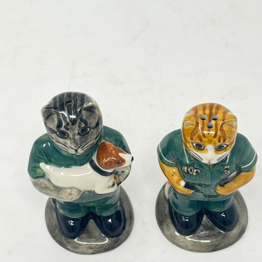Vintage Quail Pottery Veterinary Cats Salt & Pepper Set