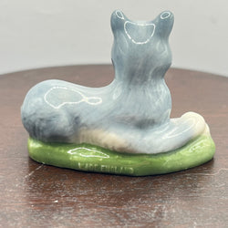 Vintage Wade Grey and White Cat Laying