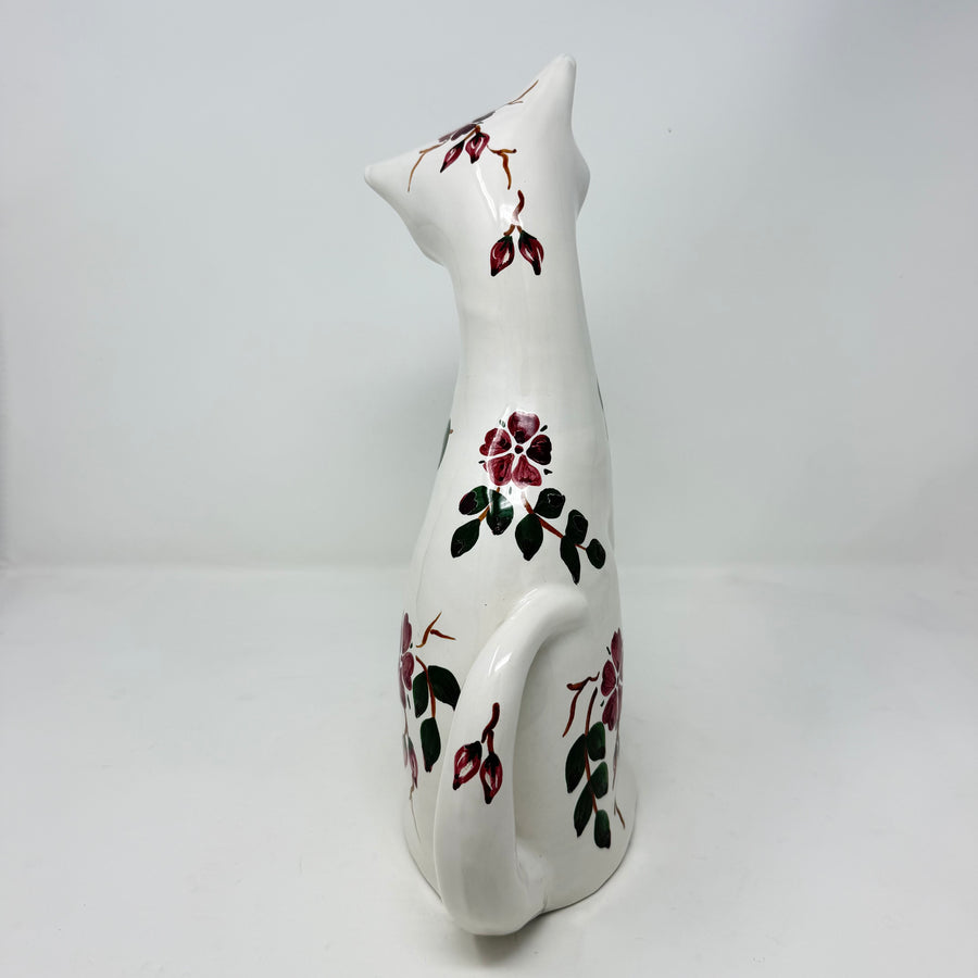 Vintage CH Brannam Floral Tall Cat 34cm