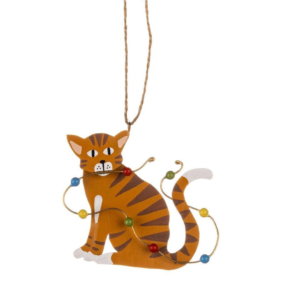 Fairy Lights Feline Decoration, Ginger Cat