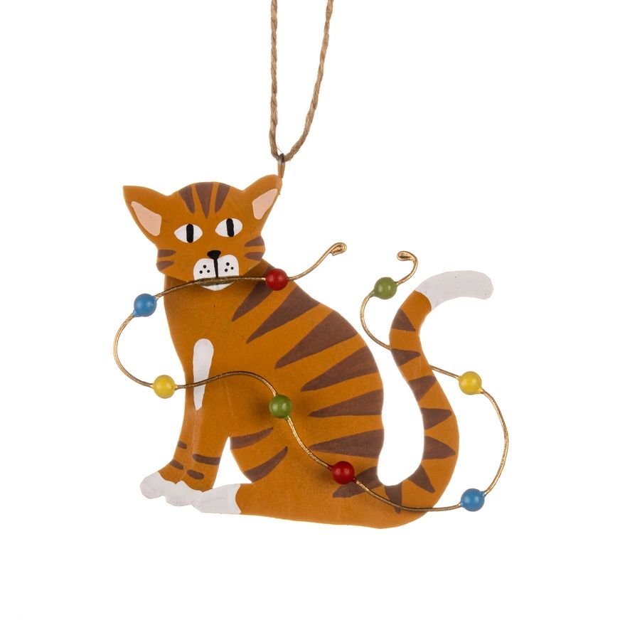 Fairy Lights Feline Decoration, Ginger Cat