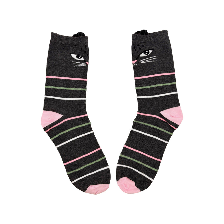 Feline Black Stripy Socks