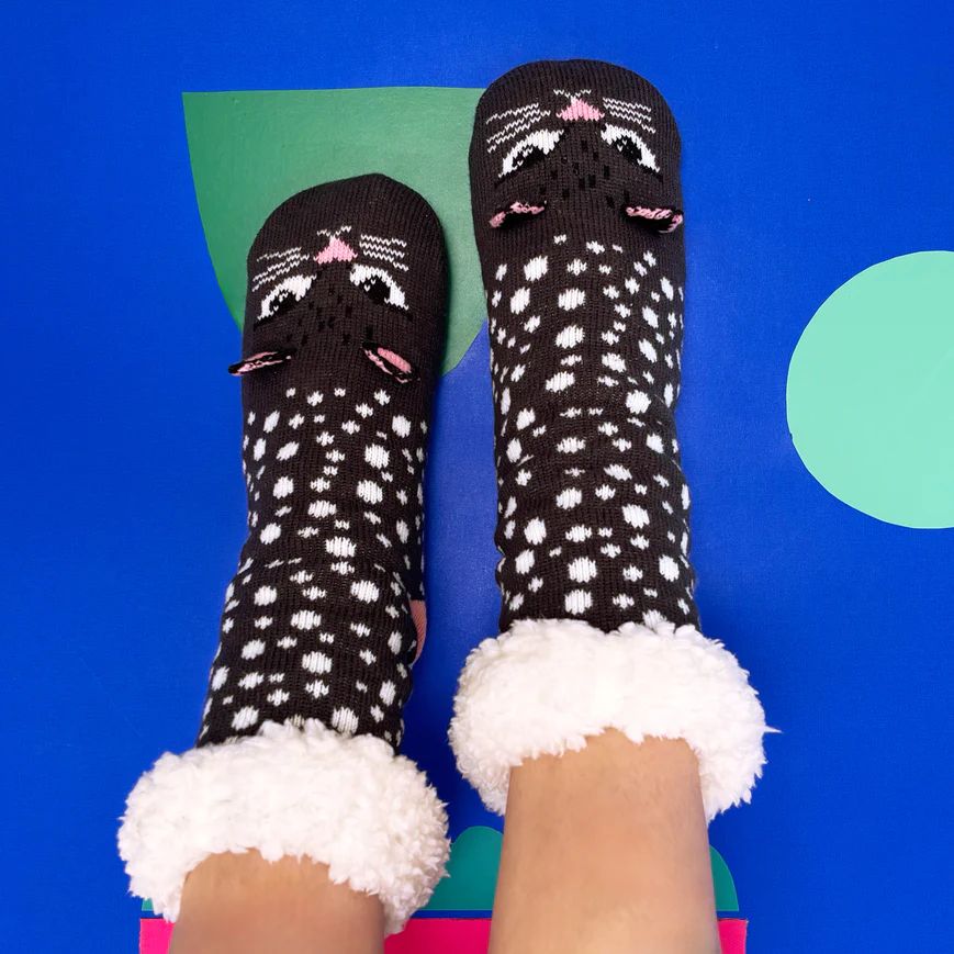 Cat Face Cosy Slipper Socks, UK 4-7