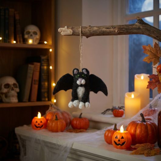 Handmade Felt Batty Catty Hanging Decoration