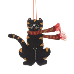 Felt Black Cat with Scarf Hanging Decoration