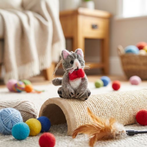 Handmade Felt Ferguson the Cat Hanging Decoration