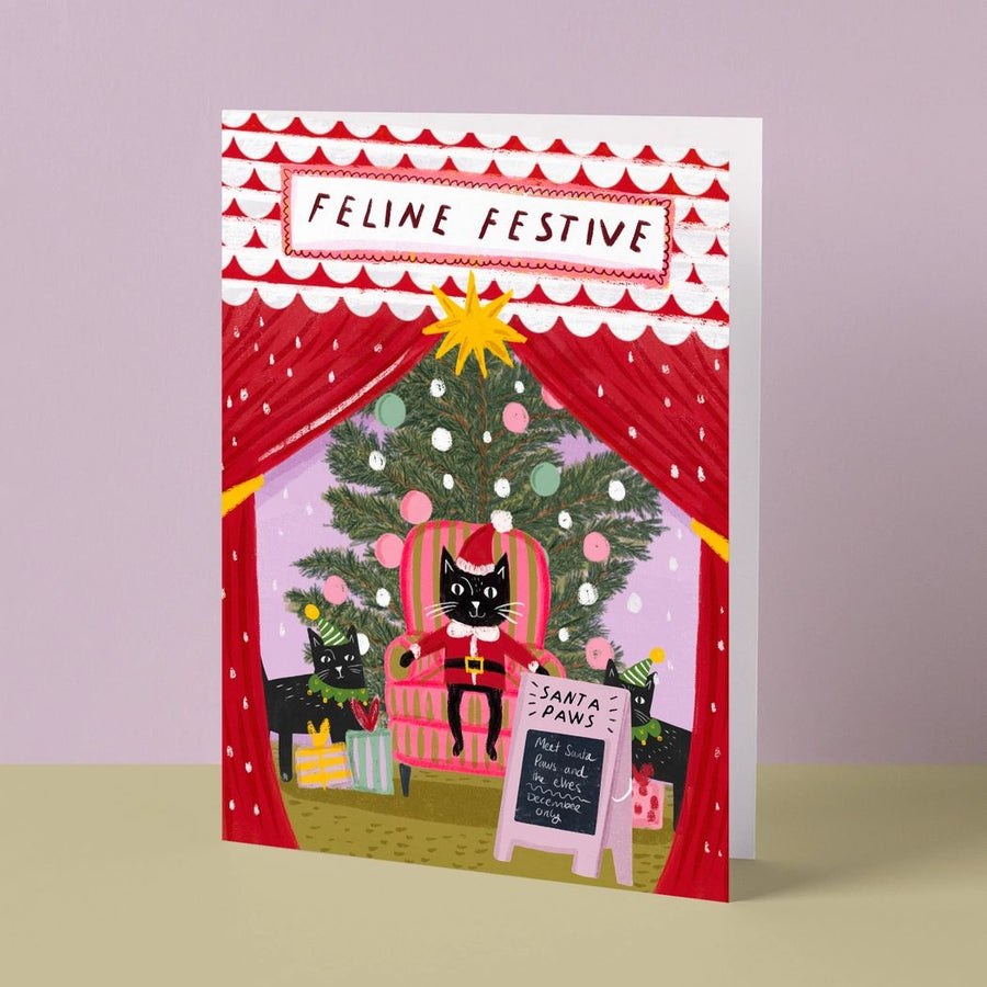 Feline Festive Santa Paws Art Card