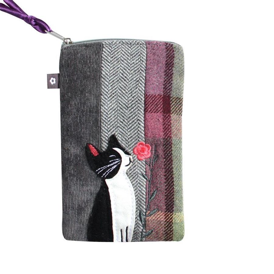 Flower Kitten Applique Glasses Case