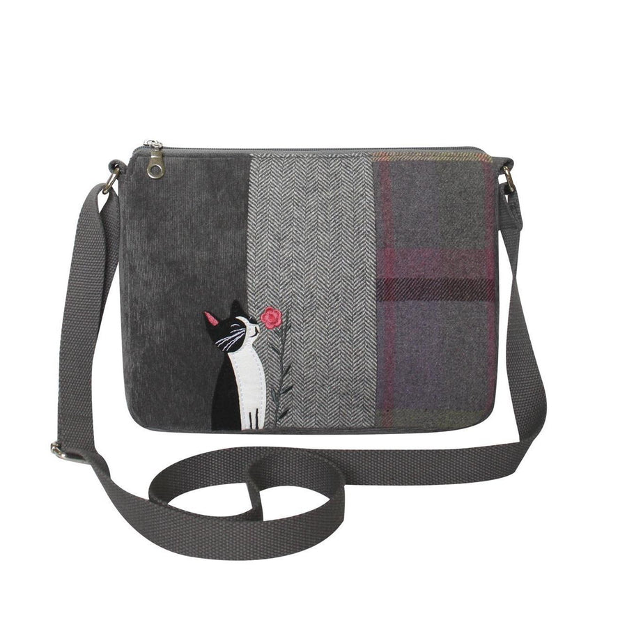 Flower Kitten Tweed Messenger Bag