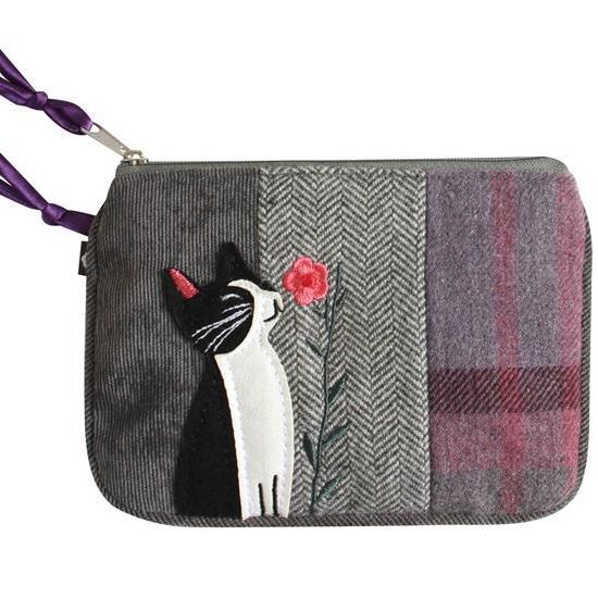 Flower Kitten Tweed Purse