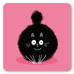 Fluffy Black Cat Coaster