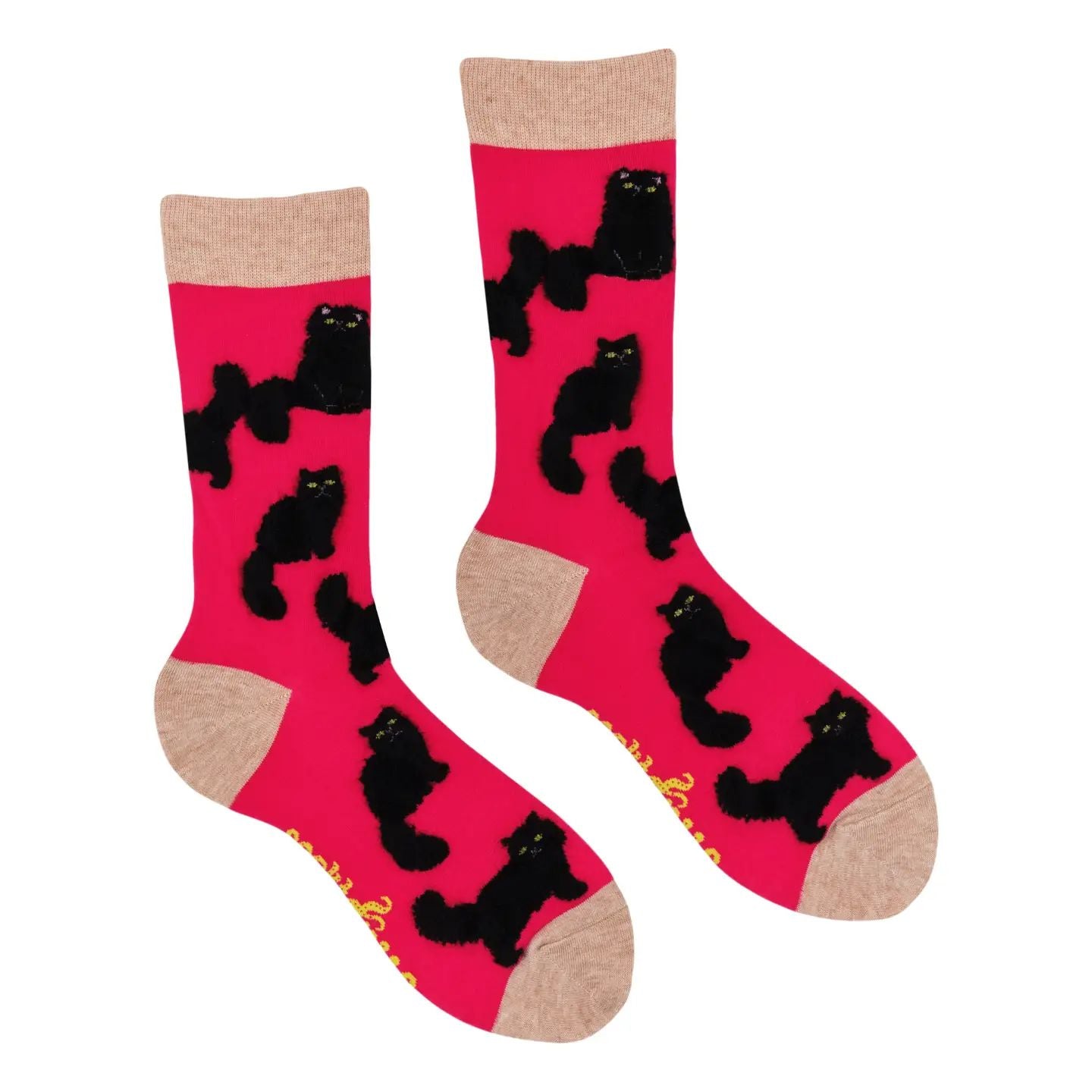 Fluffy Black Cats Socks, UK4-8