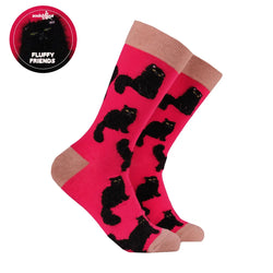 Fluffy Black Cats Socks, UK4-8