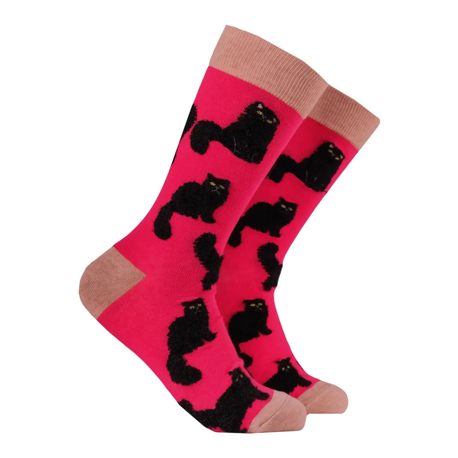 Fluffy Black Cats Socks, UK4-8