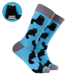Fluffy Black Cats Socks, UK9-12