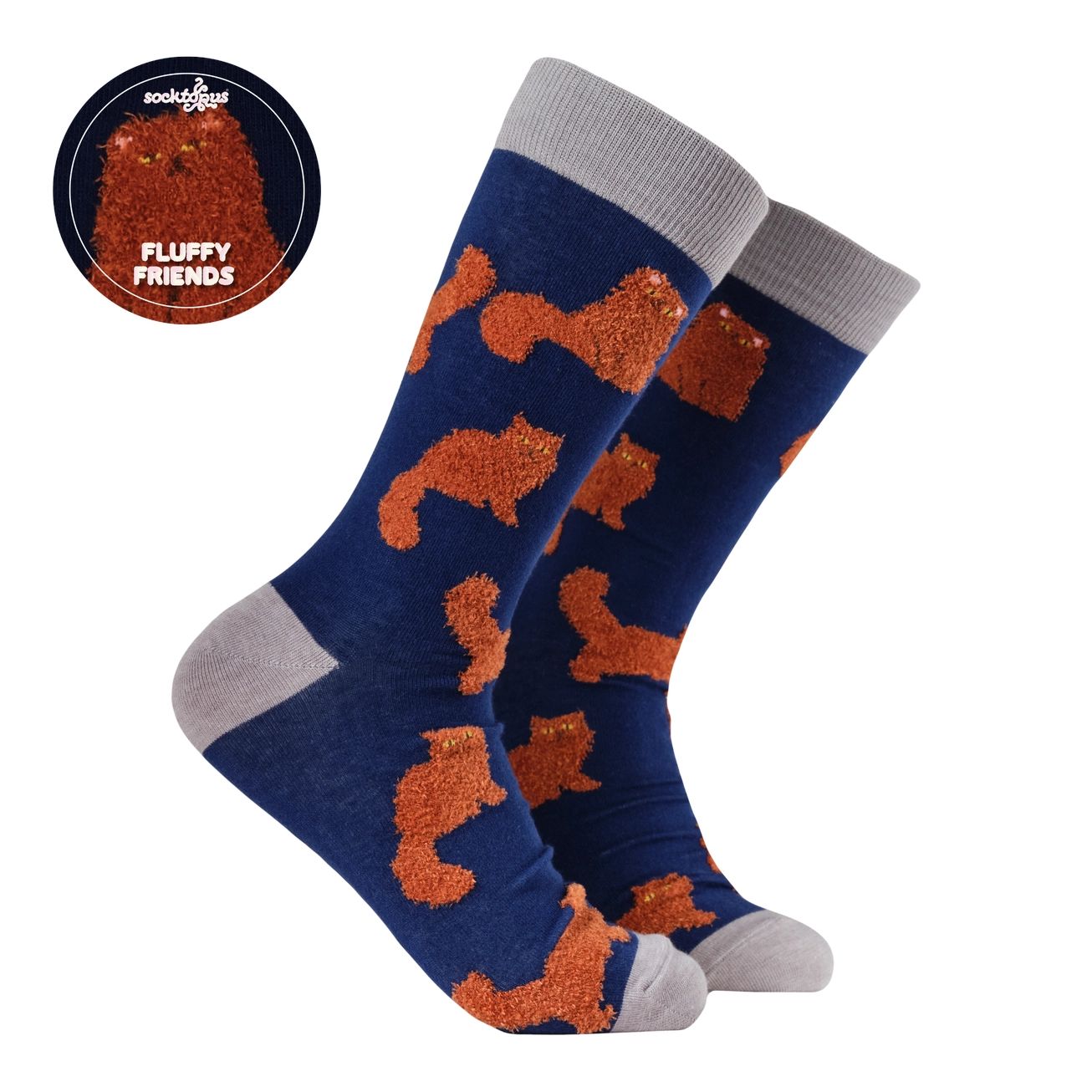 Fluffy Ginger Cats Socks, UK9-12