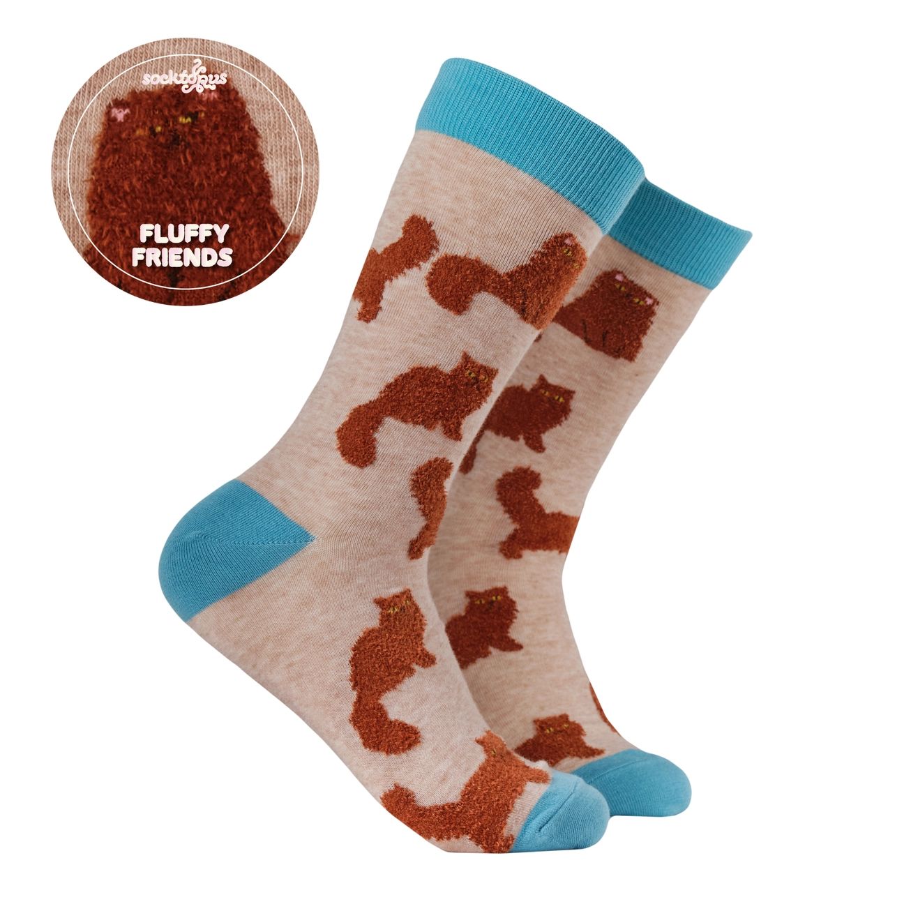 Fluffy Ginger Cats Socks, UK4-8