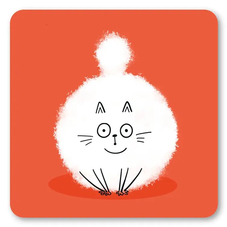 Fluffy White Cat Coaster