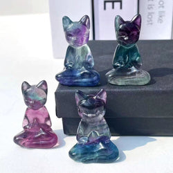 Fluorite Gemstone Yoga Cat