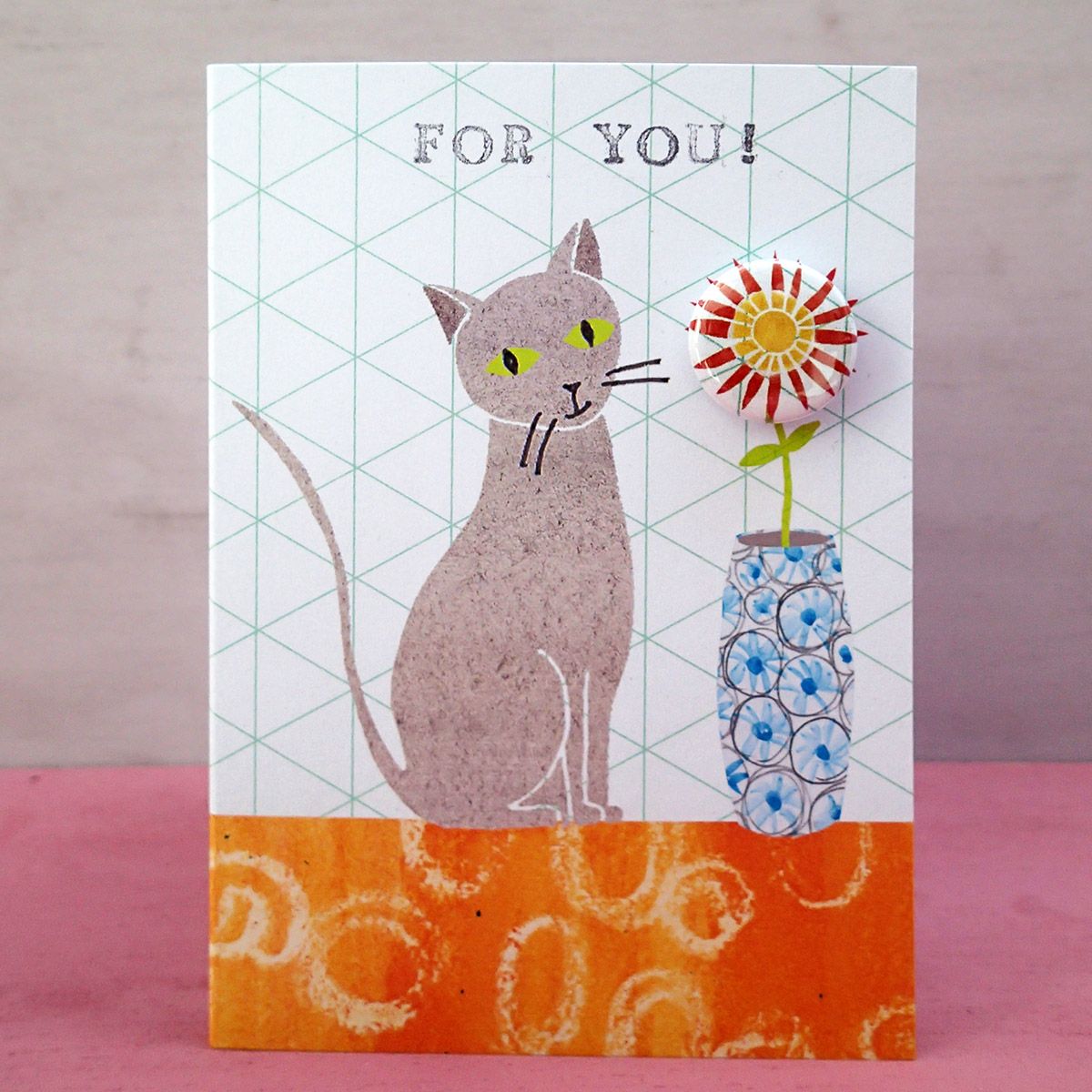 For You Cat Badge Greetings Card